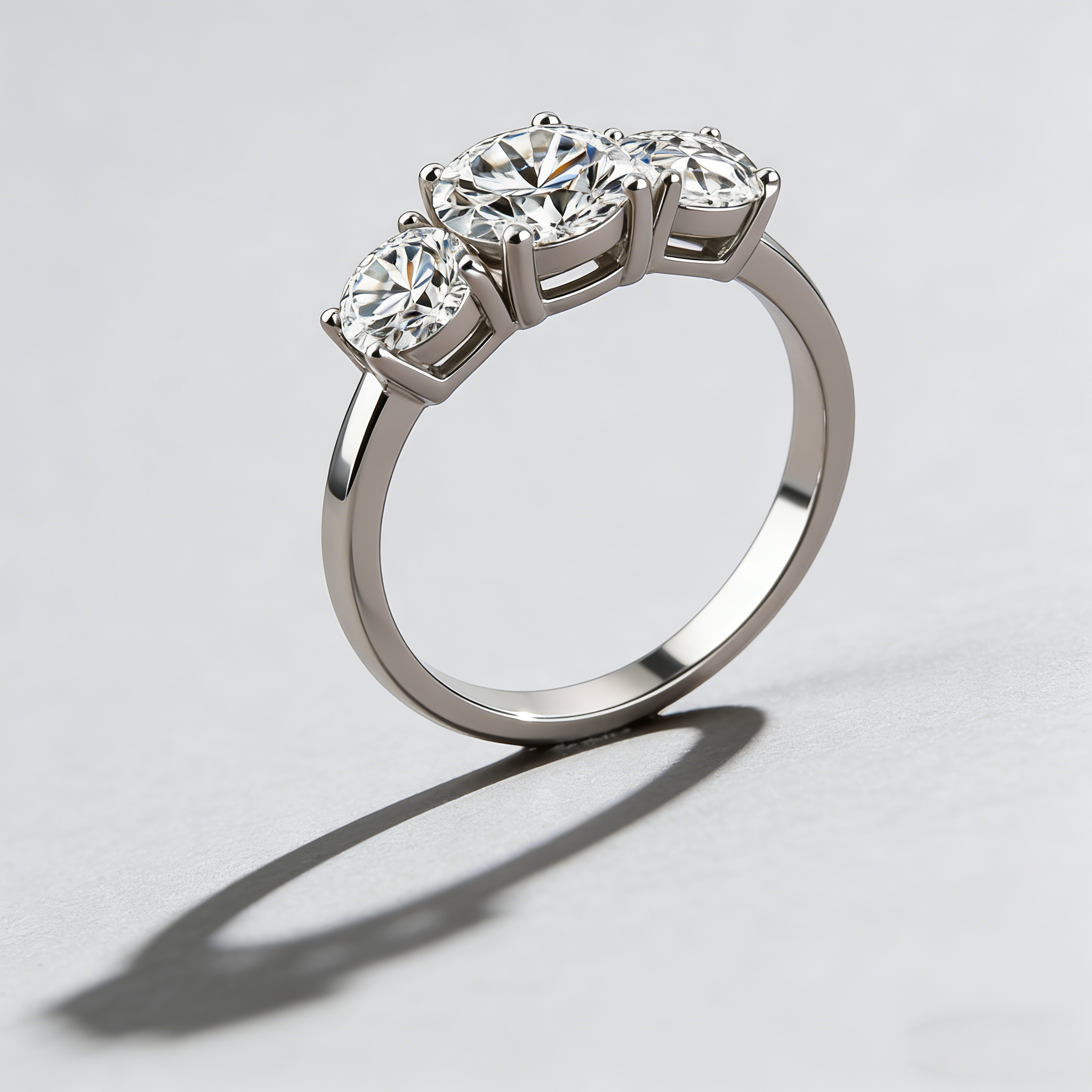 3-Stone Moissanite Ring – 925 Sterling Silver, 4-Prong Setting, GRA Certified