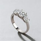 3-Stone Moissanite Ring – 925 Sterling Silver, 4-Prong Setting, GRA Certified