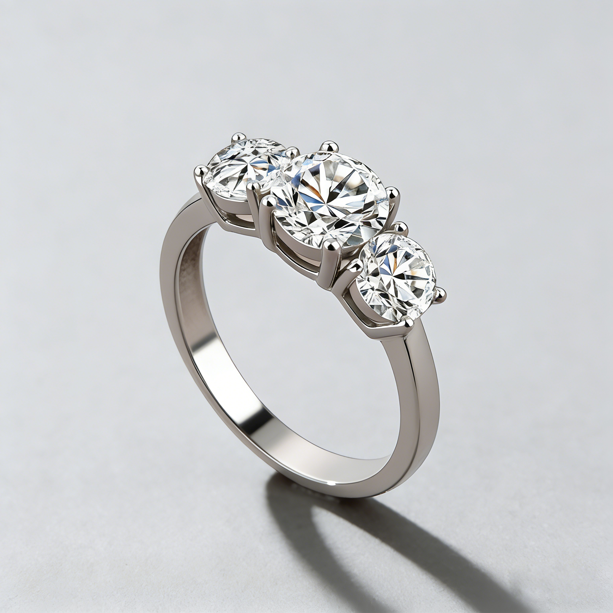 3-Stone Moissanite Ring – 925 Sterling Silver, 4-Prong Setting, GRA Certified