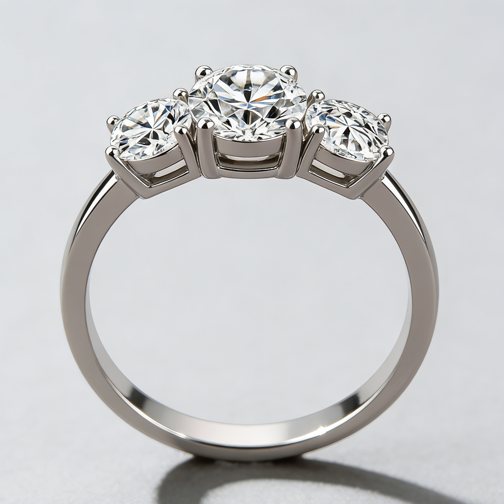 3-Stone Moissanite Ring – 925 Sterling Silver, 4-Prong Setting, GRA Certified