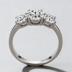 3-Stone Moissanite Ring – 925 Sterling Silver, 4-Prong Setting, GRA Certified