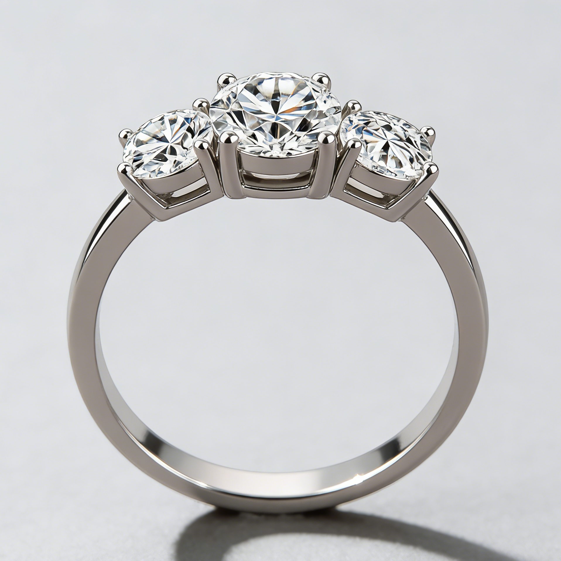 3-Stone Moissanite Ring – 925 Sterling Silver, 4-Prong Setting, GRA Certified