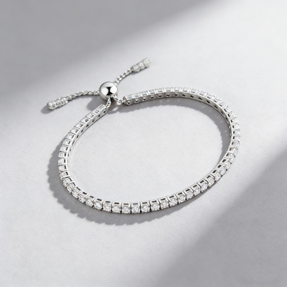 Adjustable Moissanite Bracelet in 925 Sterling Silver – 54 Stones, 3mm D-Color Gems, Luxury Everyday Jewelry for Women