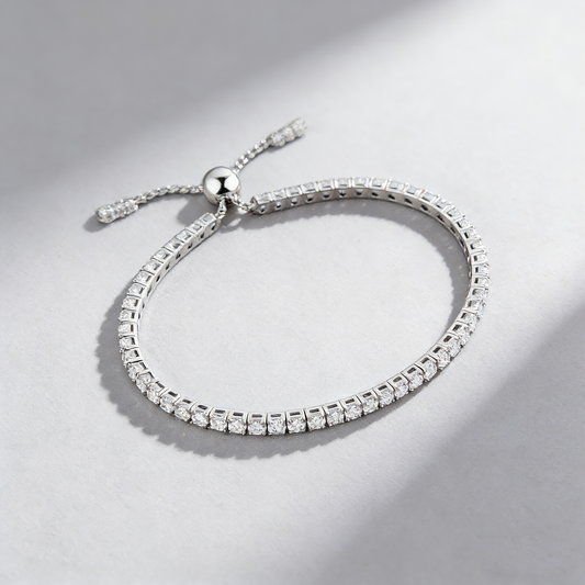 Adjustable Moissanite Bracelet in 925 Sterling Silver – 54 Stones, 3mm D-Color Gems, Luxury Everyday Jewelry for Women