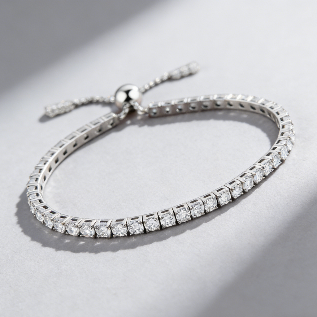 Adjustable Moissanite Bracelet in 925 Sterling Silver – 54 Stones, 3mm D-Color Gems, Luxury Everyday Jewelry for Women