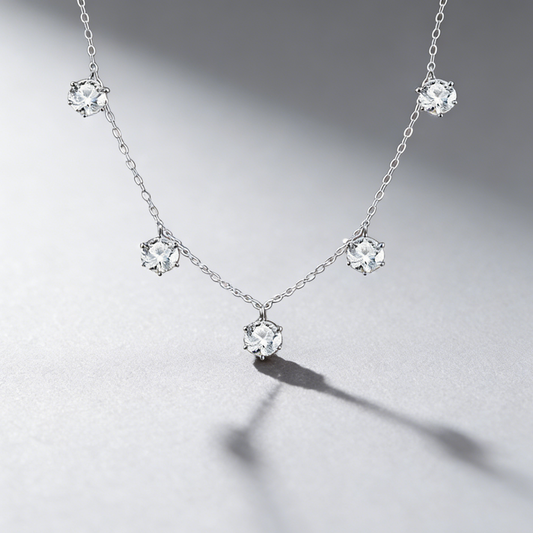 GRA Certified Moissanite Necklace – 925 Sterling Silver, 2.5CT 6-Prong Star Pendants, Ultra-Lightweight Collarbone necklace for Women
